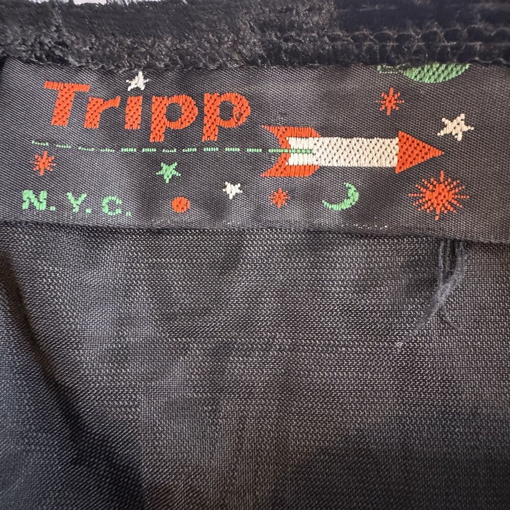 Vintage TRIPP NYC Black Velvet Mini Dress Goth Club Original Rocket Label RARE S - Picture 10 of 11